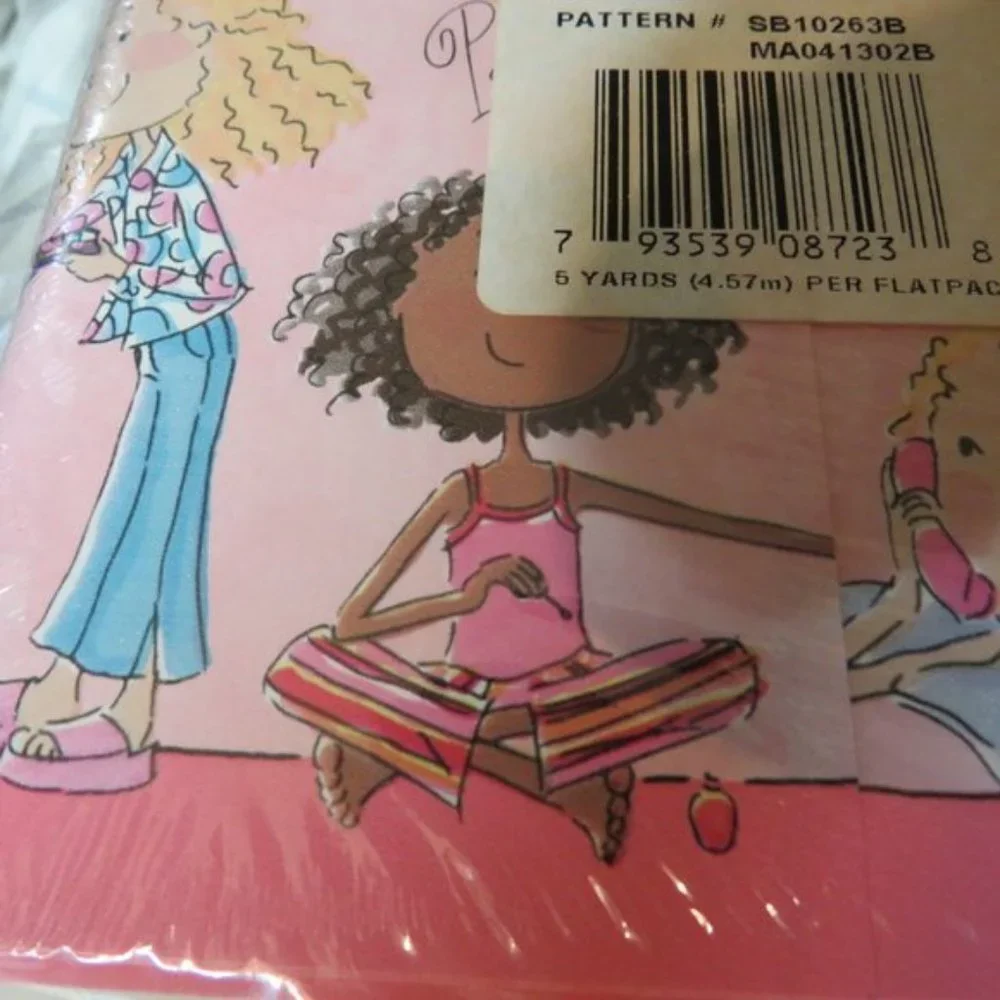 GIRLFRIENDS Pink GIRL WALLPAPER BOARDER Craft GREETING CARD Journal 6.25